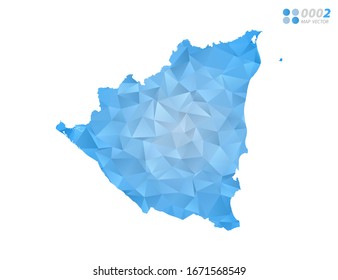 Mosaico de triángulo azul polígono con fondo blanco. degradado de estilo.