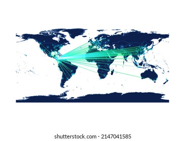 Vector Nicaragua map on white background suitable for technology, innovation or export concepts. File is suitable for digital editing and large size prints.