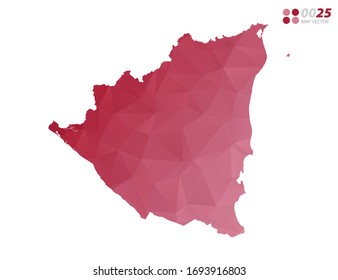 Vector of Nicaragua map red polygon triangle mosaic with white background. style gradient.