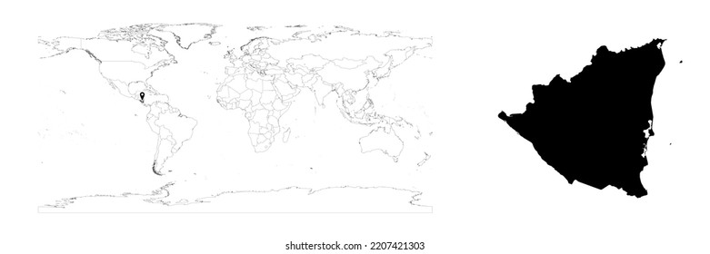 Vector Nicaragua Map Showing Country Location Stock Vector Royalty   Vector Nicaragua Map Showing Country 260nw 2207421303 