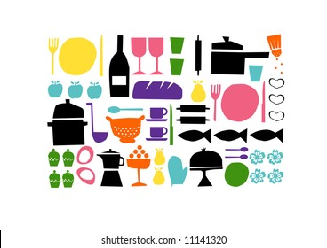 vector - nice background with design set element theme food and cooking