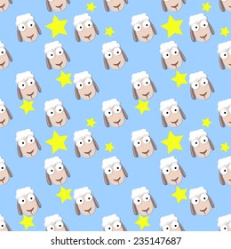 Vector nice background (seamless pattern) with sheep and stars. childish wallpaper, pattern fills, web page background, surface texture, wrappinng paper