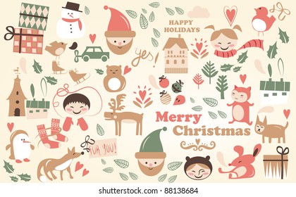 vector, nice Christmas card with happy children