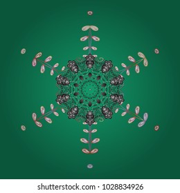 Vector nice snowflakes on colorful background. Snowflake icon, isolated. Vector illustration. Flat design.
