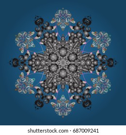 Vector nice snowflakes on colorful background. Vector illustration. Flat design. Snowflake icon, isolated.