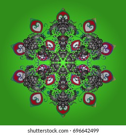 Vector nice snowflakes on colorful background. Snowflake icon, isolated. Vector illustration. Flat design.