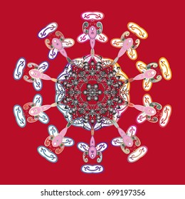 Vector nice snowflakes on colorful background. Snowflake icon, isolated. Vector illustration. Flat design.