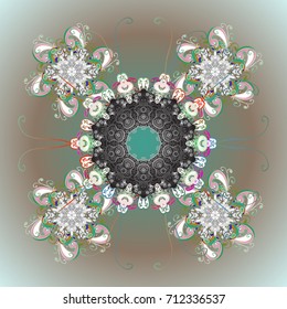 Vector nice snowflakes on colorful background. Snowflake icon, isolated. Flat design. Vector illustration.