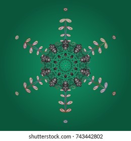 Vector nice snowflakes on colorful background. Snowflake icon, isolated. Vector illustration. Flat design.