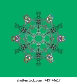Vector nice snowflakes on colorful background. Vector illustration. Flat design. Snowflake icon, isolated.