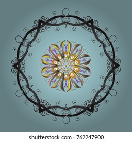 Vector nice snowflakes on colorful background. Vector illustration. Flat design. Snowflake icon, isolated.