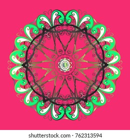 Vector nice snowflakes on colorful background. Snowflake icon, isolated. Vector illustration. Flat design.