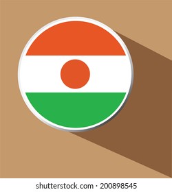 Vector - Niger flag button icon with long shadow 