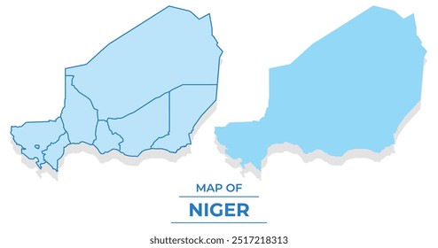Vetor Níger mapa definir simples plano e esboço estilo ilustração