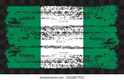 Vector Nigeria flag in grunge style on transparent background