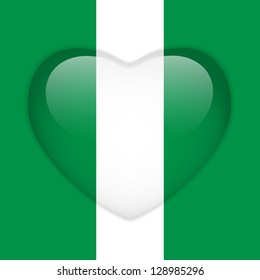 Vector - Nigeria Flag Heart Glossy Button