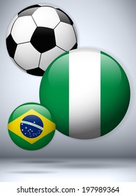 Vector - Nigeria Flag with Soccer Ball Background