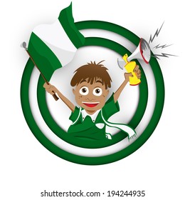 Vector - Nigeria Soccer Fan Flag Cartoon