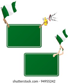 Vector - Nigeria Sport Message Frame with Flag. Set of Two