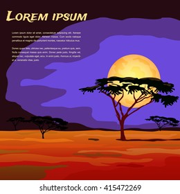 Vector Night African savannah poster advertising booklet printing calendar