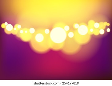 Vector night bokeh background, abstract with defocused lights.
