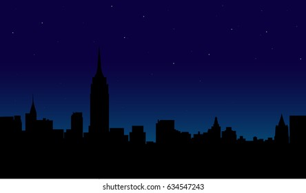 Vector night building of New York City 