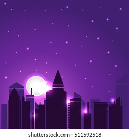 Vector night city illustration
