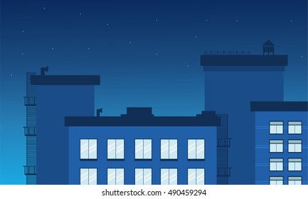 Vector night city landscape illustration collection stock