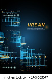 vector night city on a blue background