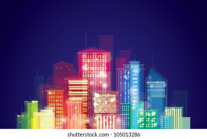 Vector of night city skyline