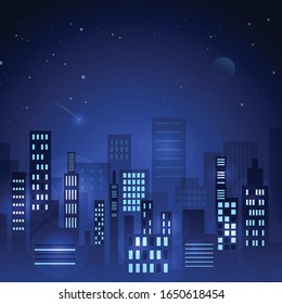 Vector of night city skyline