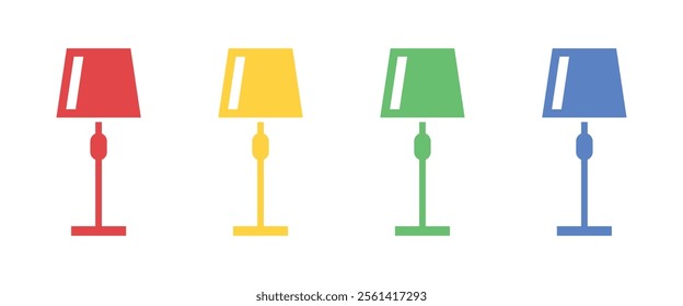 Vector Night Lamp Icon Set. Table Lamp Icons. Study Lamp Symbols