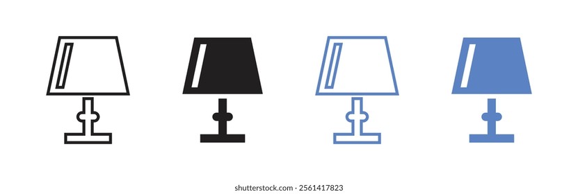 Vector Night Lamp Icon Set. Table Lamp Icons. Study Lamp Symbols