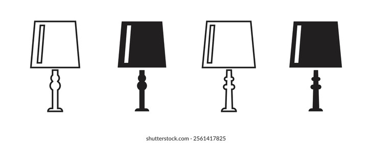 Vector Night Lamp Icon Set. Table Lamp Icons. Study Lamp Symbols