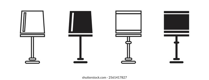 Vector Night Lamp Icon Set. Table Lamp Icons. Study Lamp Symbols