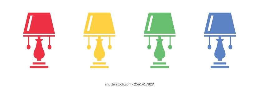 Vector Night Lamp Icon Set. Table Lamp Icons. Study Lamp Symbols