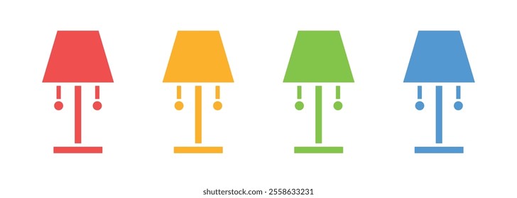 Vector Night Lamp Icons. Table Lamp Icons. Study Lamp Symbols