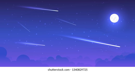Vector night landscape in a minimalistic flat style. Wallpaper in a polygonal style.