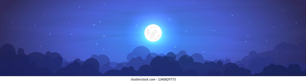 Vector night landscape in a minimalistic flat style. Wallpaper in a polygonal style.