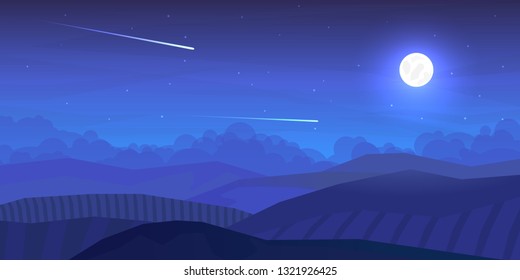 Vector night minimalistic landscape