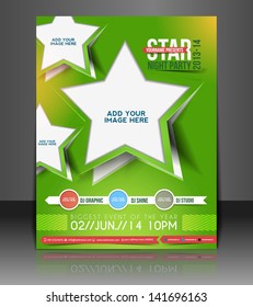 Vector night party brochure, flyer, magazine cover & poster template