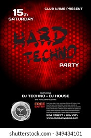 Vector night party invitation techno style. Vector template graphic.