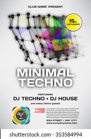 Vector night party invitation techno style. Vector template graphic.