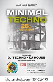 Vector night party invitation techno style. Vector template graphic.