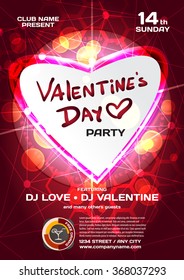Vector night party valentine's day. Techno template poster graphic