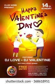 Vector night party valentine's day. Template poster graphic