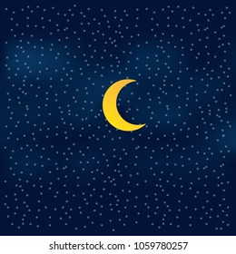 Vector night sky background stars and moon.