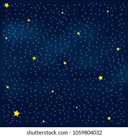 Vector night sky background stars and moon.