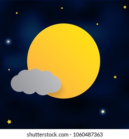 Vector night sky background stars and moon.