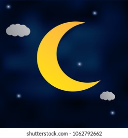 Vector night sky background stars and moon.